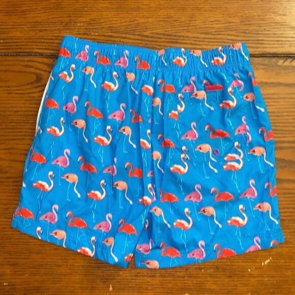 George Bright Blue Swim Trunks with Pink Flamingos Size M (32-34) Neon Pink Red - Picture 6 of 12